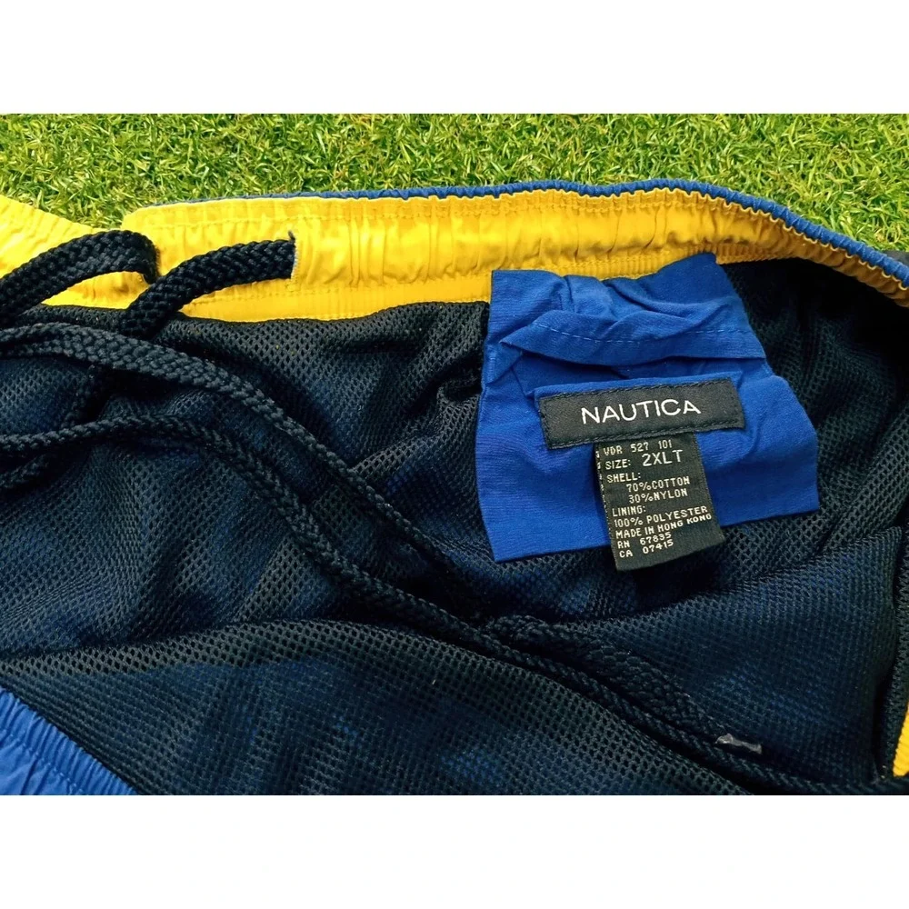 Nautica Ns-83 Swim Shorts Mens 2XLT Blue‎ Graphic Cotton Mesh Lined Swimwear